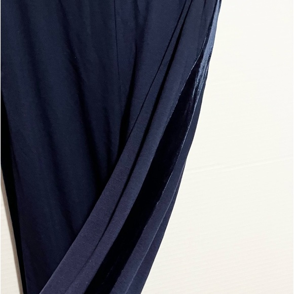 Eileen Fisher pull on  Jogger pants with  side velour stripe size PL Navy - Picture 2 of 15